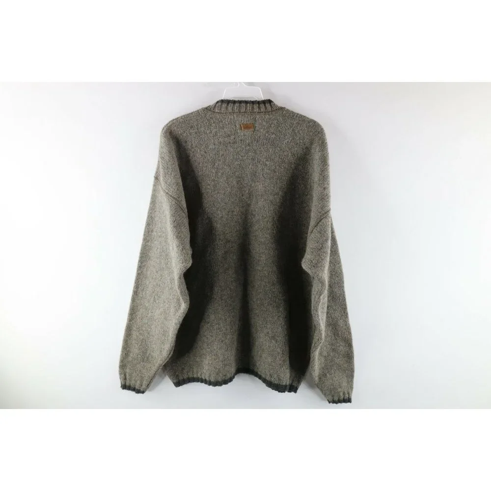 Vintage 90s Woolrich Mens Large Wool Knit Crewneck Dad Sweater Heather Green USA - Picture 6 of 8